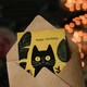 image 3 of Plant Lover Cute Black Cat Pet Botanical Yellow Arty All Occasion Birthday Card