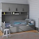image 2 of Safetots Deluxe Soft Touch Denim Extra Wide Bed Rail, Grey 140cm Wide x 50cm Tall, Toddler Bed Guard For Safety