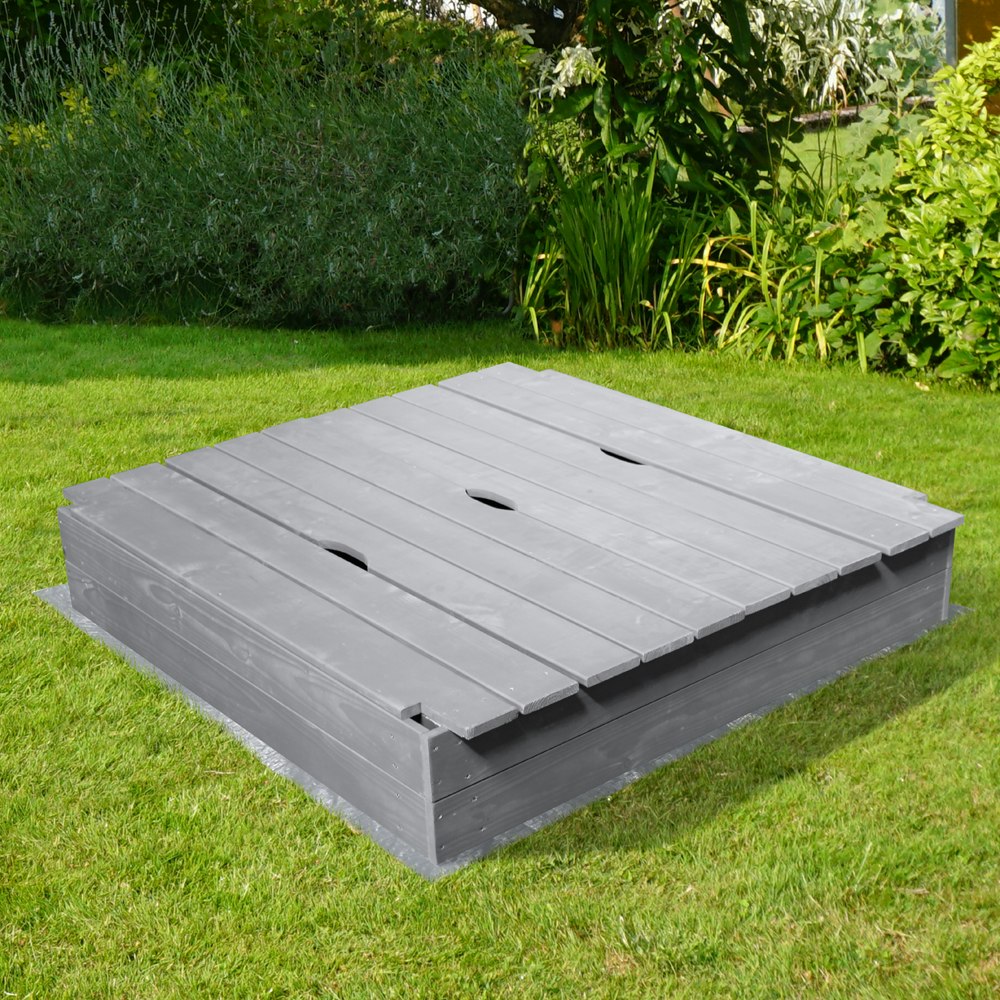 image 1 of Sandpit with Folding Benches 120 x 120cm
