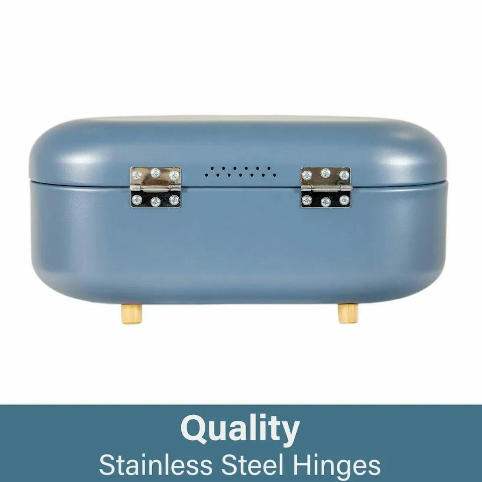 image 1 of CALITEK Bread Bin with Bamboo Feet Carbon Steel Blue