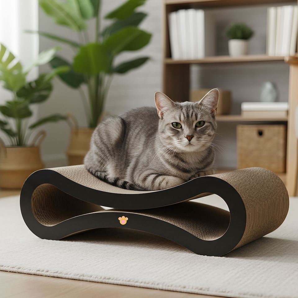 image 1 of Skylos Cat Scratching Board and Lounge Bed Cardboard Scratcher for Cats