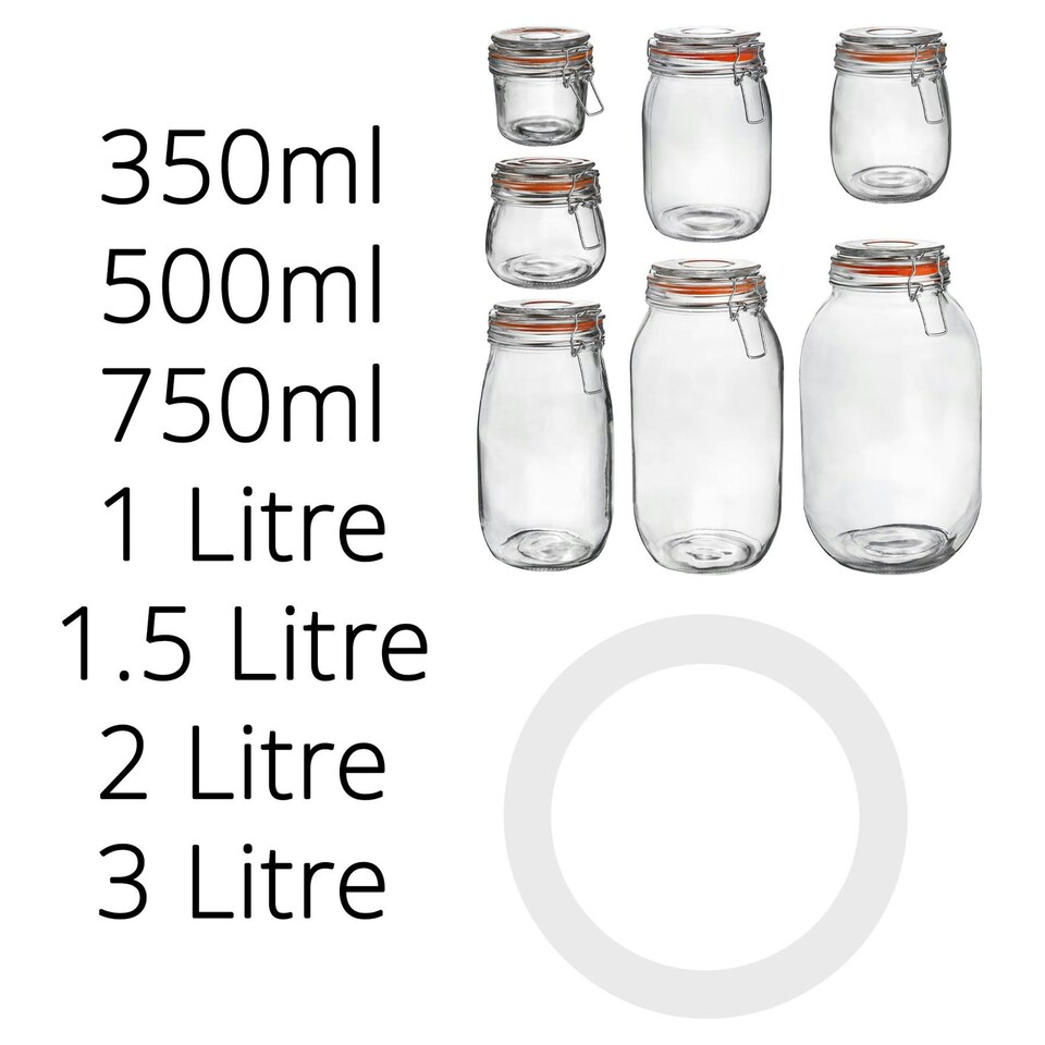 image 1 of Argon Tableware Glass Storage Jar Seals - Large - White - Pack of 6