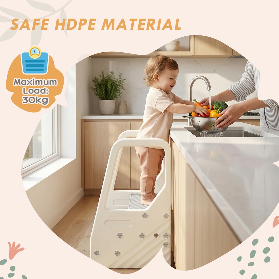 image 1 of AIYAPLAY Toddler Tower, Adjustable 3 Step Kitchen Stool Helper for 2-5 Years