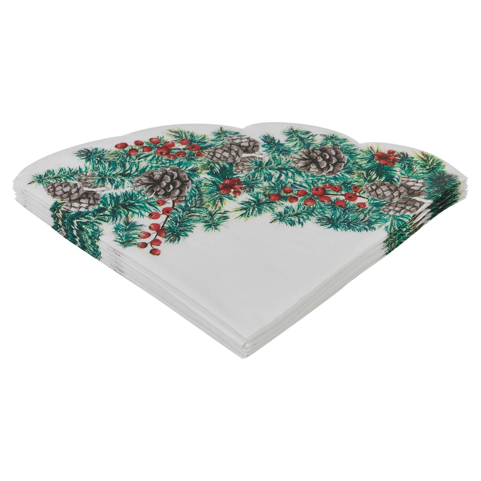image 1 of Christmas Novelty Napkins Table Decoration Round Xmas Decor Floral Mix Pack | Multi | Mix Pack of 24
