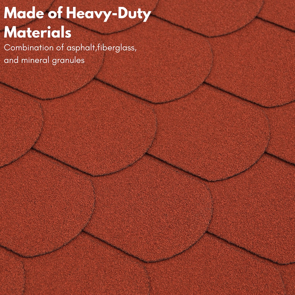 image 1 of Premium Asphalt Roof Shingles - Fish Scales Design 80 x 31.5 cm Weather Resistant Roofing Felt (25 Pcs)