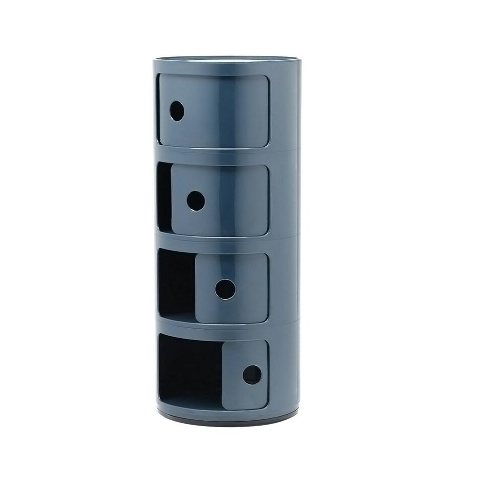 image 1 of Living and Home Cylindrical 4-Tiered Plastic Storage Drawer Unit, Grey