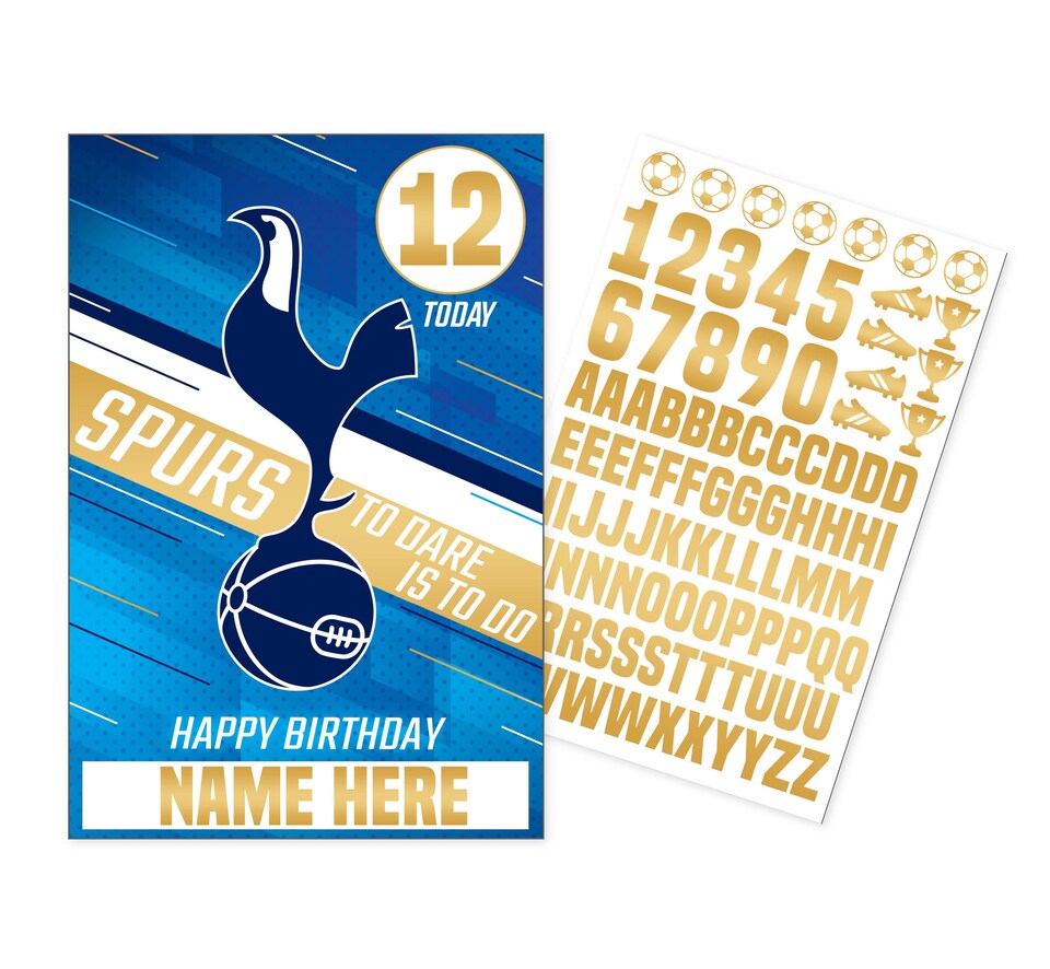 image 1 of Tottenham Hotspur FC Personalise Birthday Card With Sticker Sheet