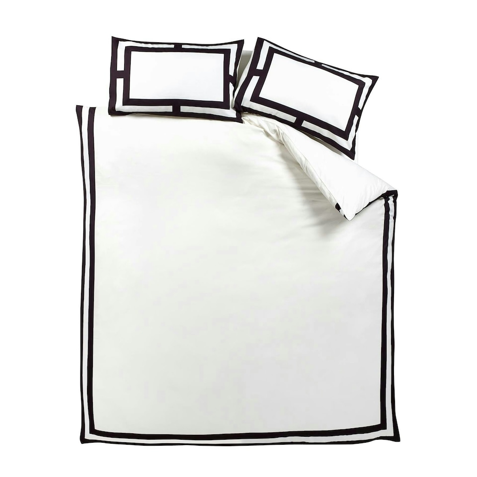 image 1 of Catherine Lansfield So Soft Mono Panel Duvet Cover Set | Cream | Cream/Black