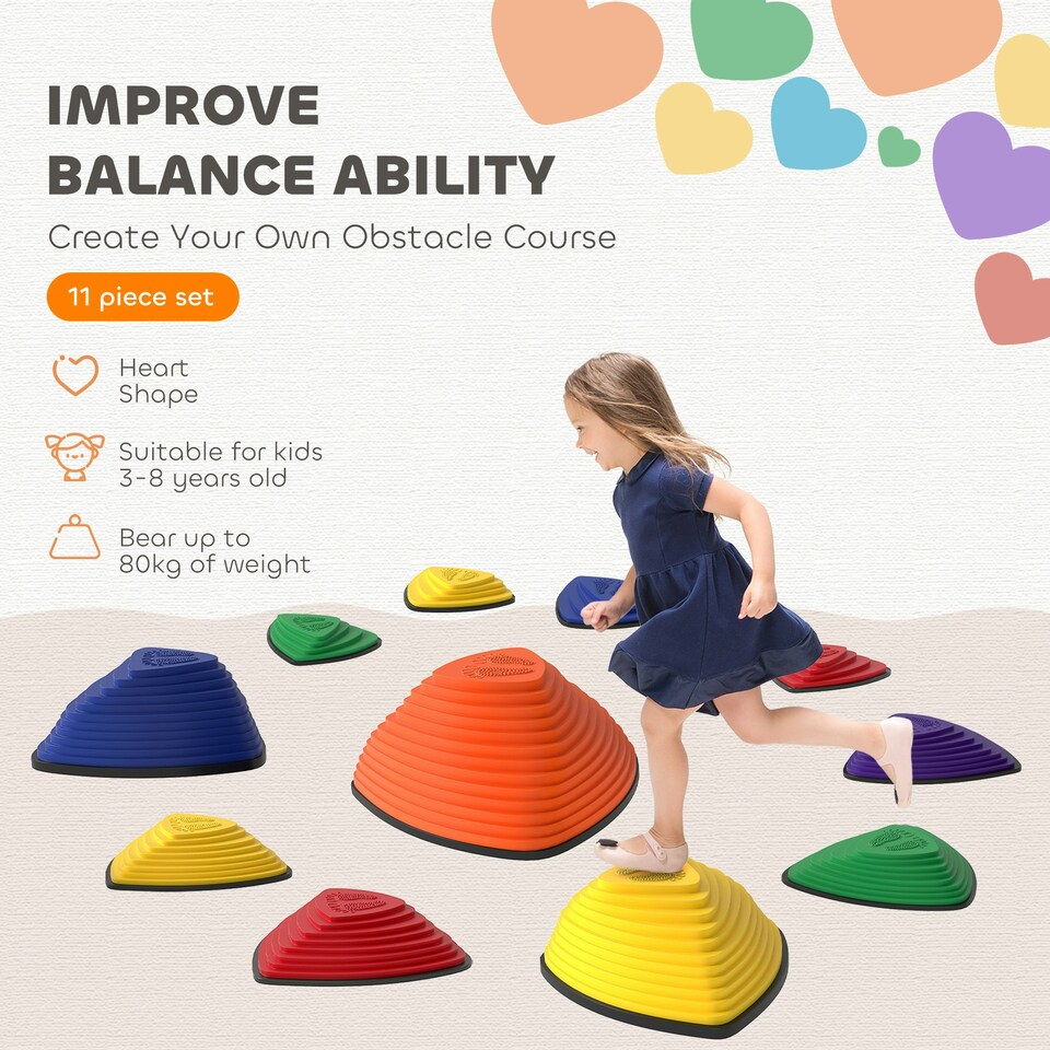 image 1 of AIYAPLAY 11 Pieces Stepping Stones for Balance and Motor Skills Multi | One Size