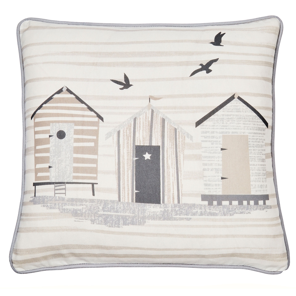 image 1 of Fusion Beach Huts Outdoor Cushion Cover Natural
