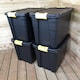 image 2 of 4 x 60L Heavy Duty Storage Tubs Sturdy, Lockable, Stackable and Nestable Design Storage Chests with Clips in Black