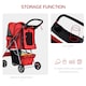 image 5 of PawHut Pet Stroller Carrier Foldable Deluxe Jogger Walk Travel Dog Cat Red