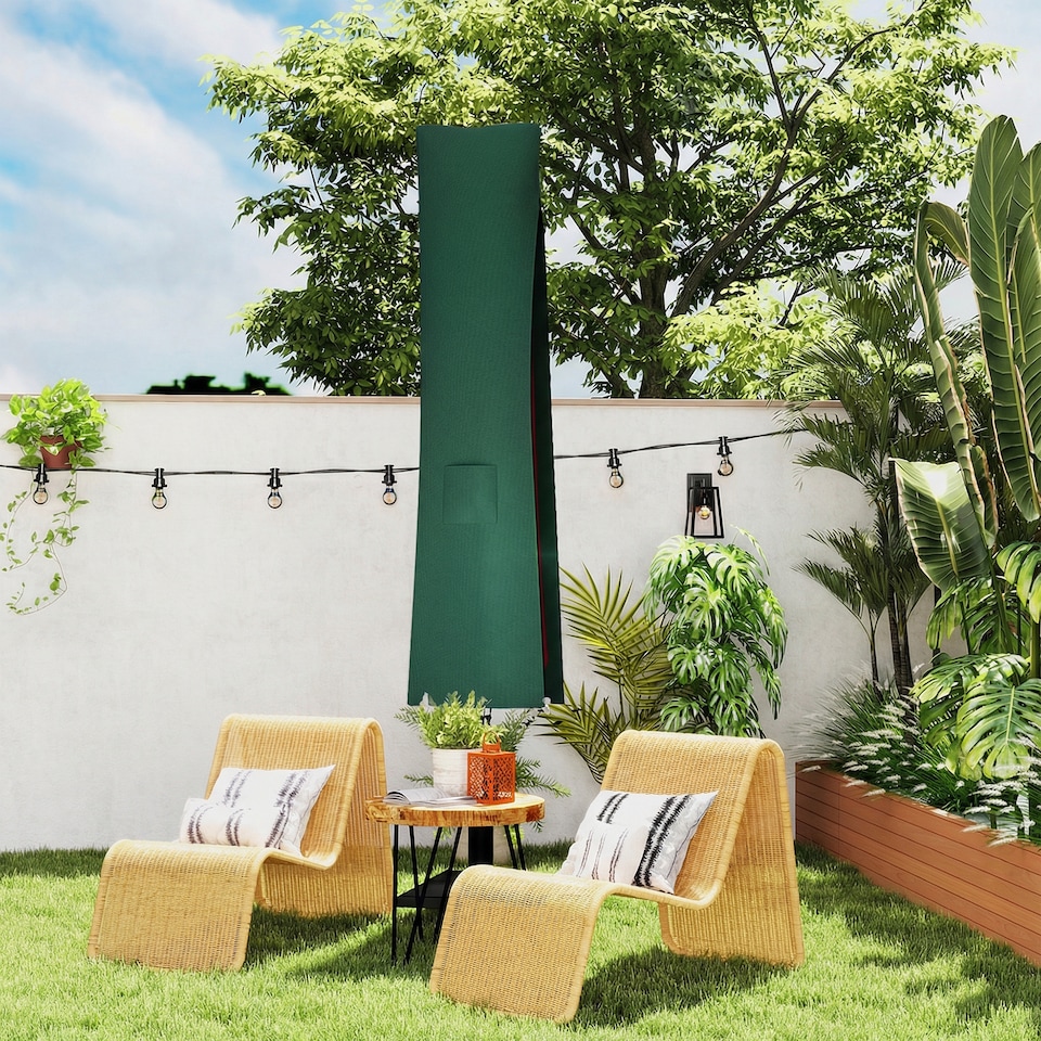 image 1 of Outsunny Garden Parasol Cover, Outdoor Cantilever Banana Umbrella Protector | Green | Green | 240 x 48/70 cm