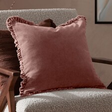 Yard Bertie Cotton Velvet Cushion | Pink | Rosewood | 45 x 45cm | 1
