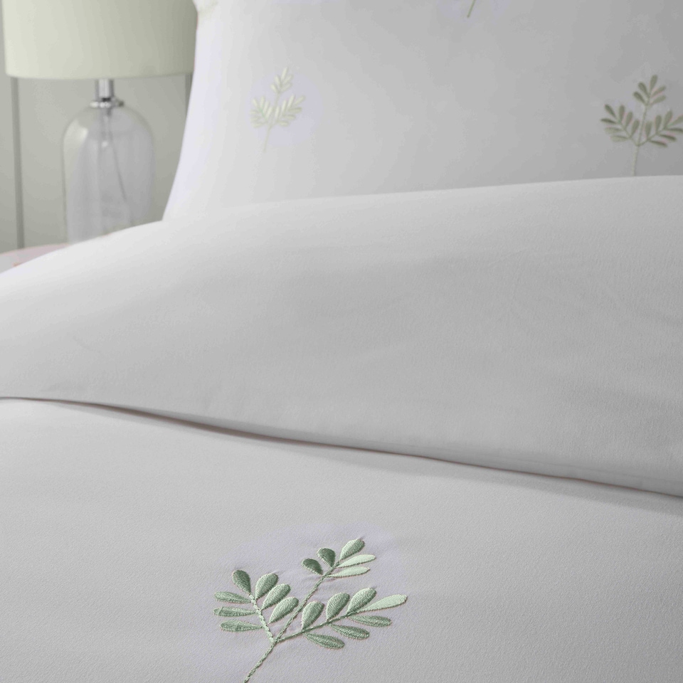 image 1 of Serene Emily Embroidery Duvet Cover Set Green