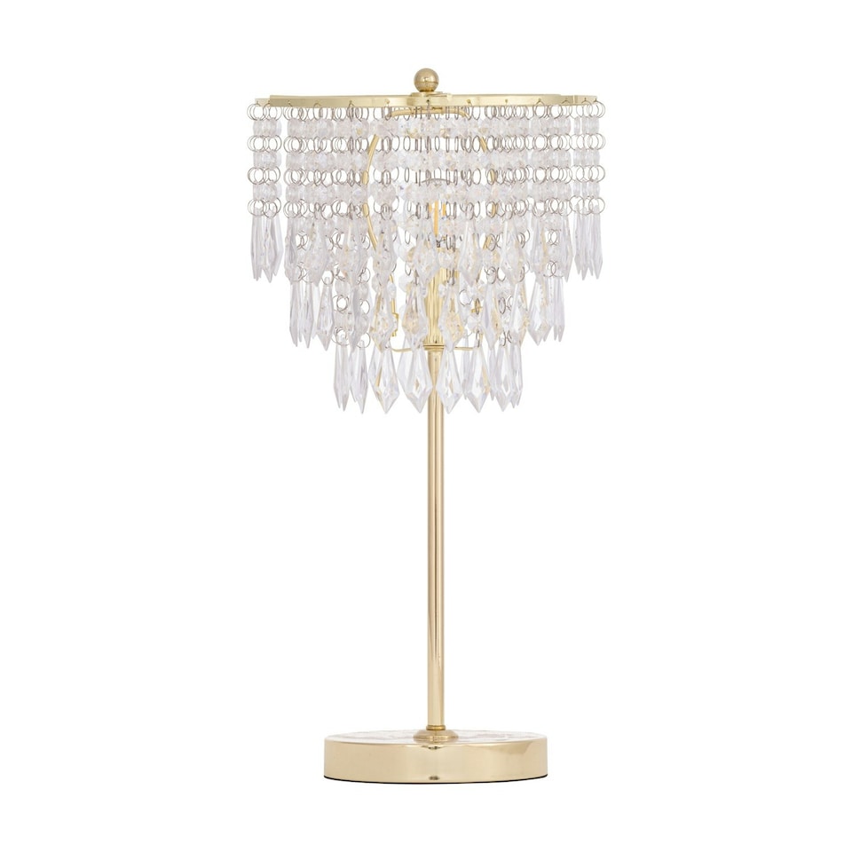 image 1 of First Choice Lighting Set of 2 Cascada Gold and Acrylic Crystal Jewelled Table Lamps Gold | Clear