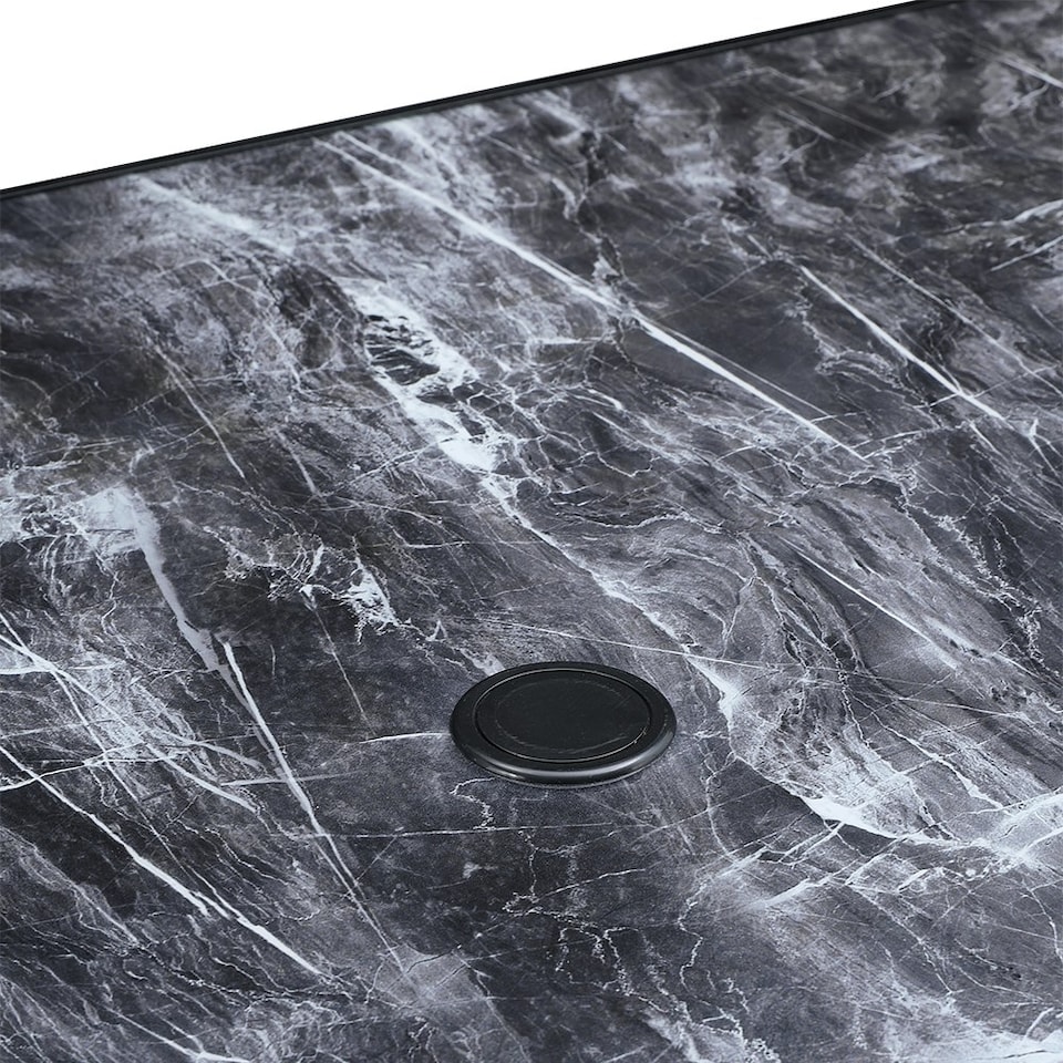 image 1 of Living and Home 1.5m Outdoor Tempered Glass Marble Rectangular Coffee Table | Black