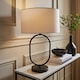 image 2 of ValueLights Antonia Matte Black Oval Table Lamp White Shade