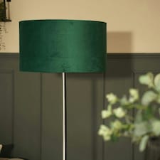 ValueLights Charlie Chrome Floor Lamp Green Drum Shade & Bulb Green
