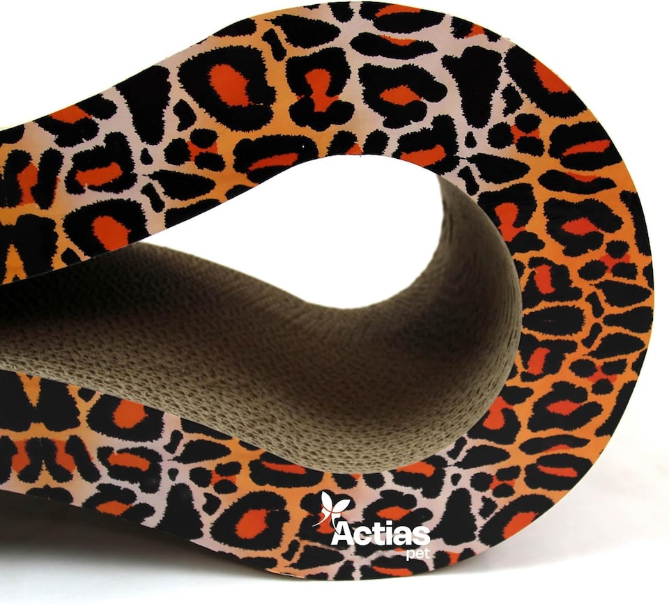 image 1 of Actiaspet - Leopard Print Cardboard Cat Scratching Post/Sofa Bed Style with Catnip | 86.5 x 25 x 26 cm