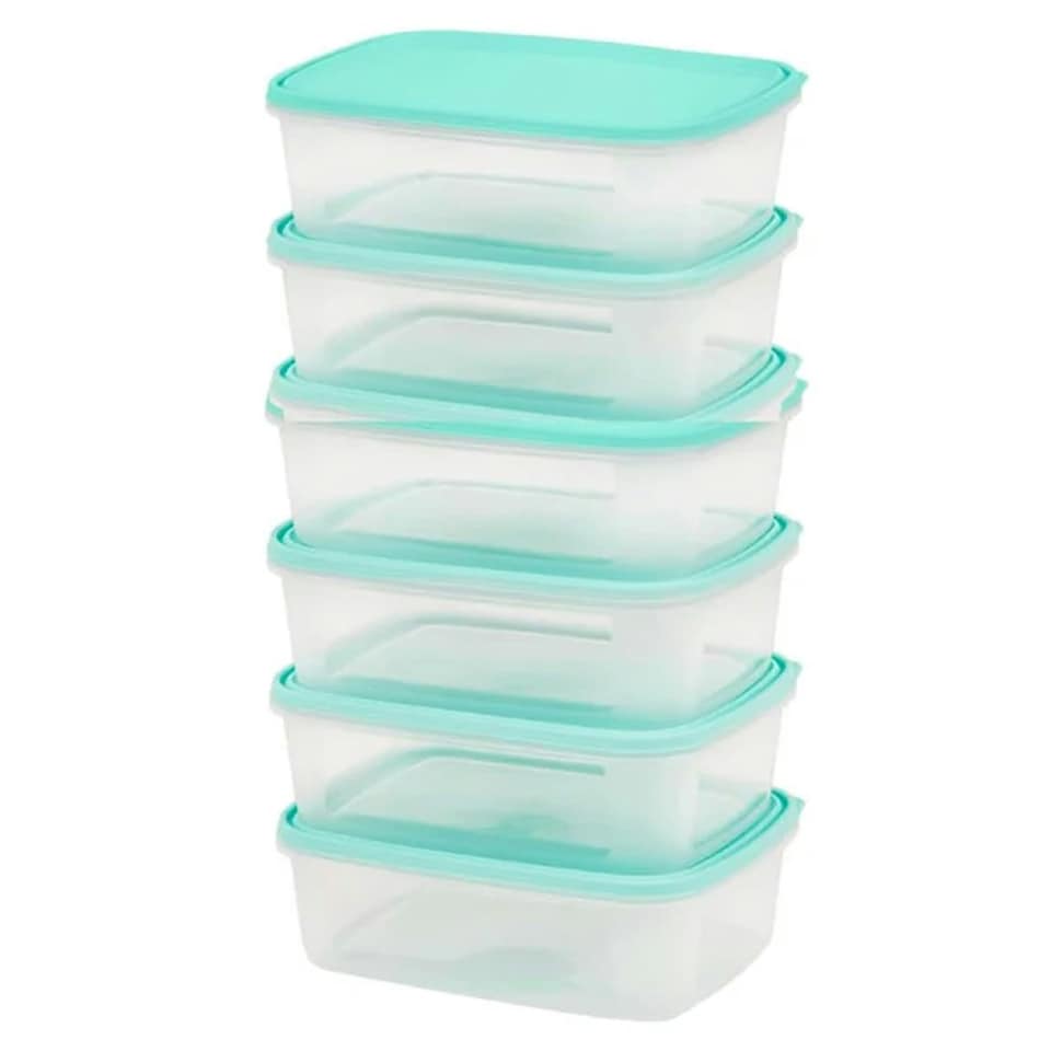 image 1 of 8 x 1L Clear Plastic Food Containers Freezer, Microwave & Dishwasher Safe Complete With Airtight Lids
