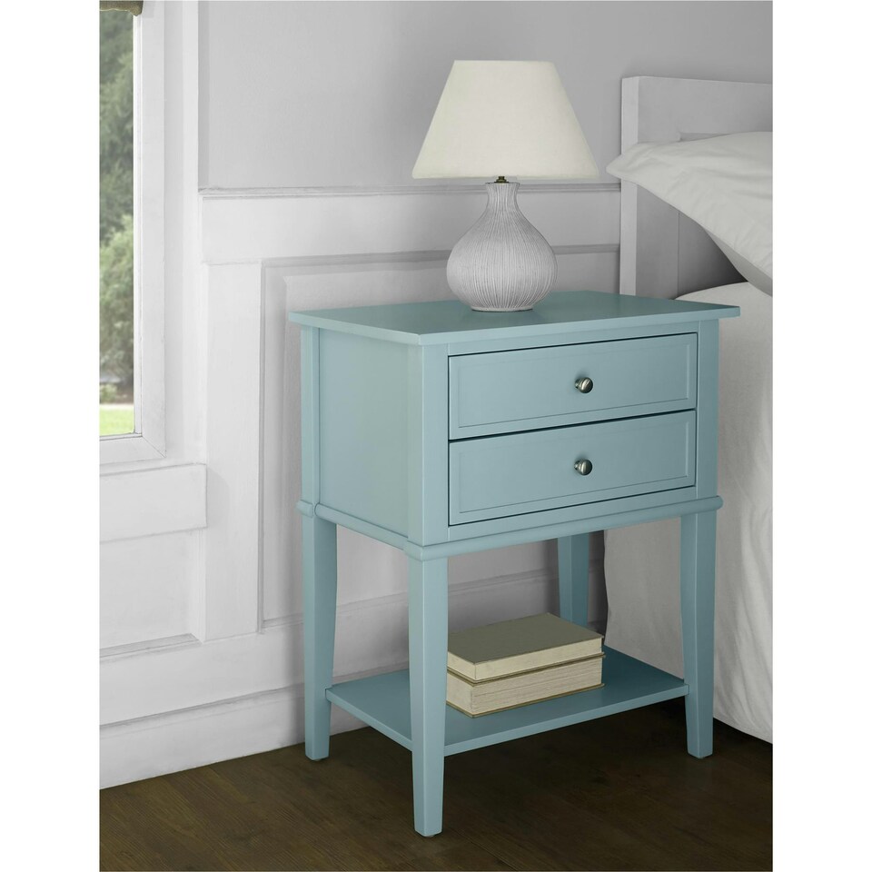 image 1 of Franklin End Table with 2 Drawers Blue Blue | Blue