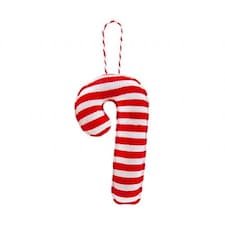 Christmas Red & White Candy Cane Fabric Hanging Tree Decoration 12cm