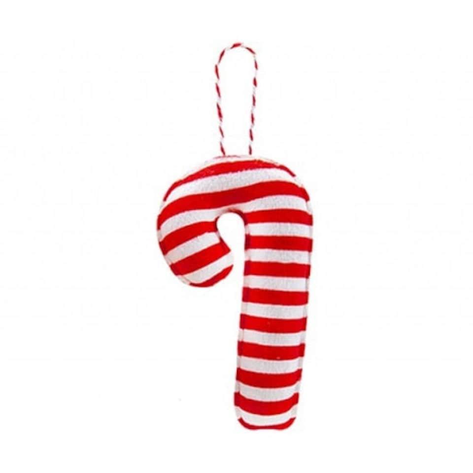 Christmas Red & White Candy Cane Fabric Hanging Tree Decoration 12cm