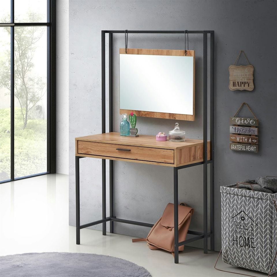 image 1 of Zahra Dressing table with mirror Wotan Oak Finish