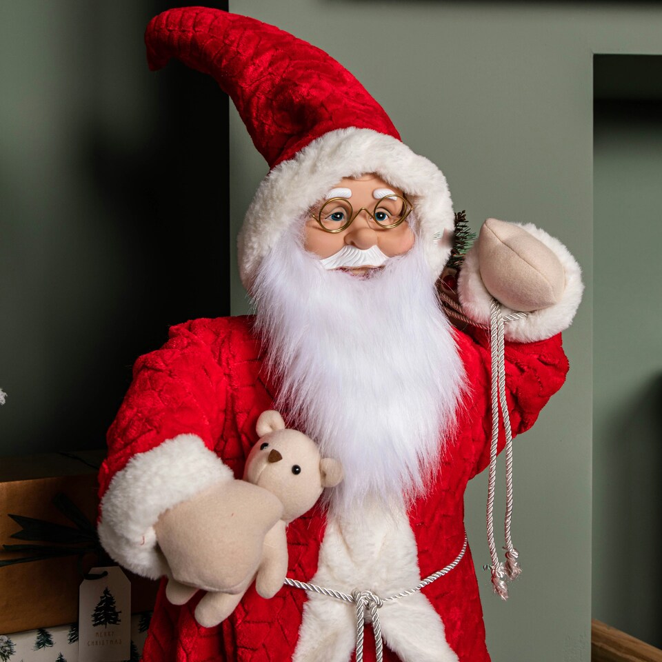 image 1 of 80cm Red Standing Mega Papa Noel Santa Claus Indoor Decoration