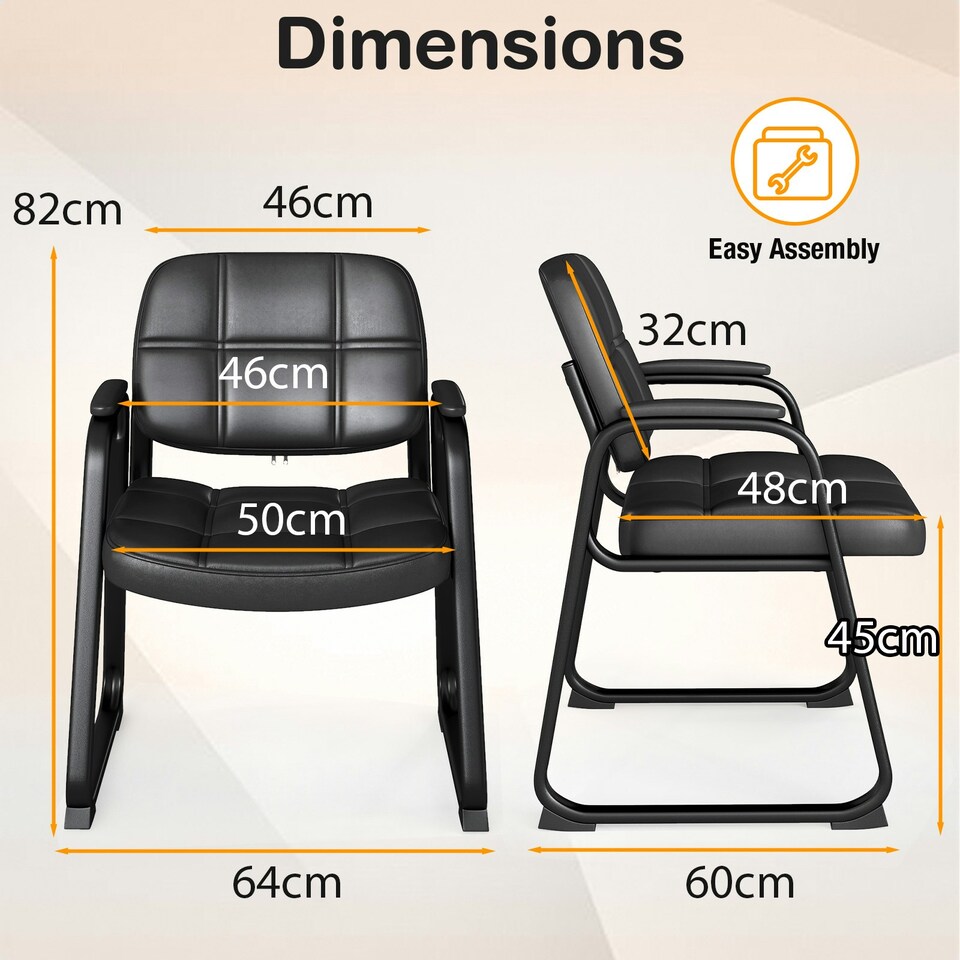 image 1 of COSTWAY 4 PCS Executive Office Chairs Reception Chairs Black