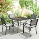 image 2 of Outsunny Garden Table with Parasol Hole for Four, Slatted Metal Plate Top Grey
