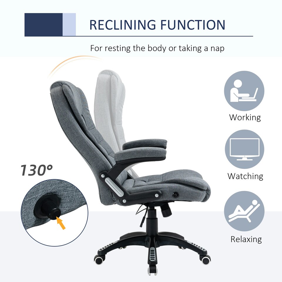 image 1 of Vinsetto High Back Home Office Chair Swivel Linen Fabric Desk Chair, Dark Grey