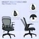 image 4 of Vinsetto Mesh Office Chair, Ergonomic Computer Desk Chair with Flip-up Armrest, Lumbar Back Support, Adjustable Height, Swivel Wheels, Charcoal Grey