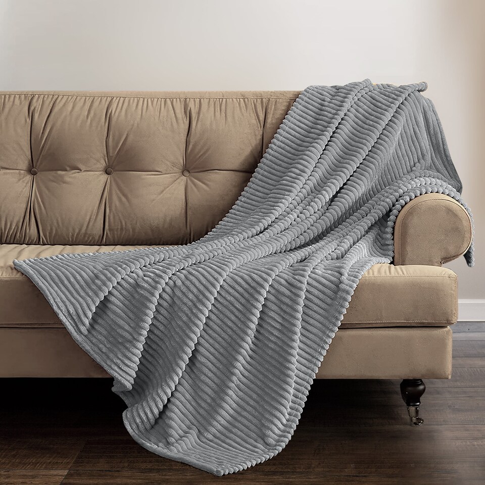 image 1 of Velosso Plaid Cord Ribbed Blanket Throw