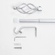 image 3 of OHS Extendable Metal Finial Twist Ends Wall Mounted Rod Fittings Curtain Pole Silver