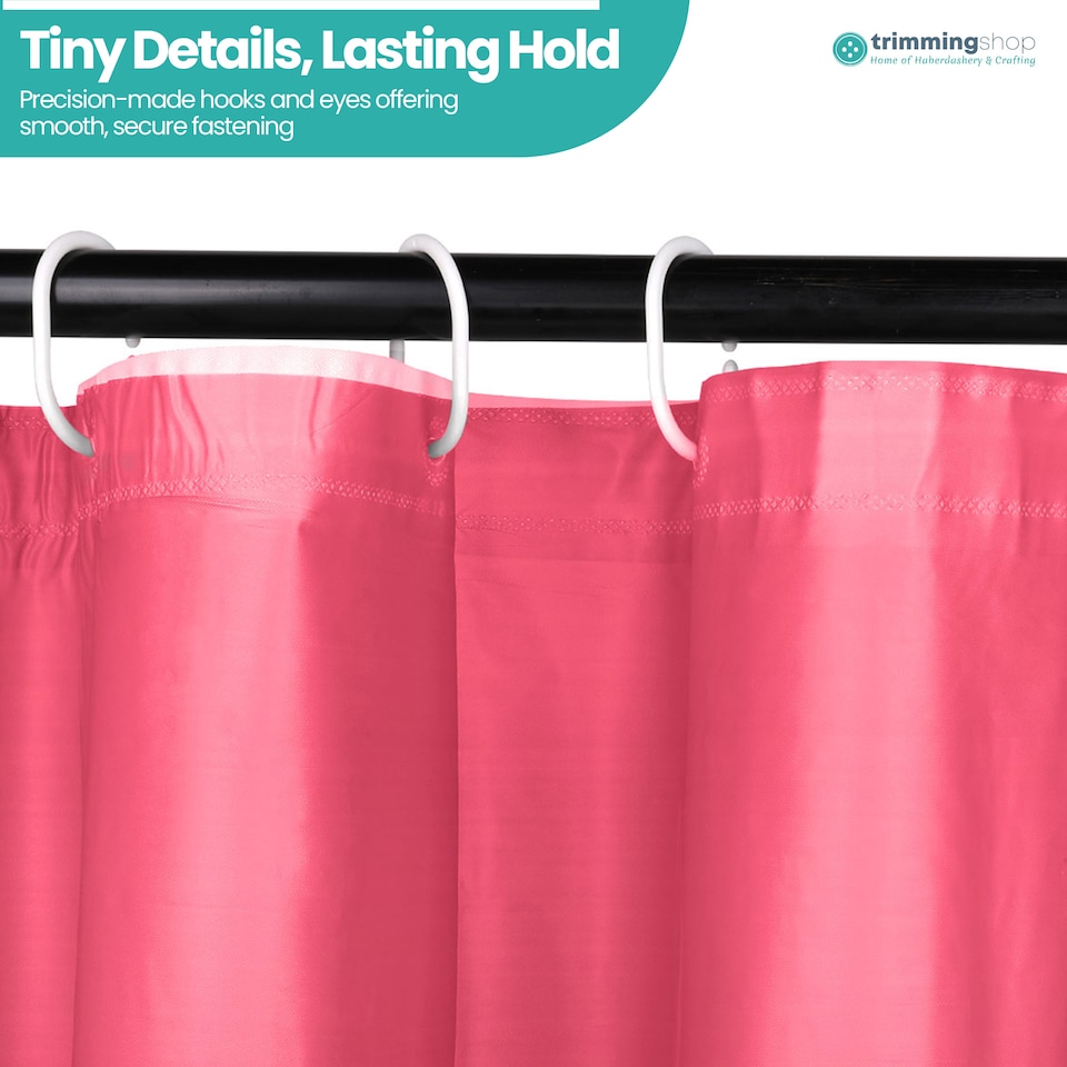 image 1 of Hot Pink Mould & Mildew Resistant Shower Curtain with 12 Hooks - 180x180cm