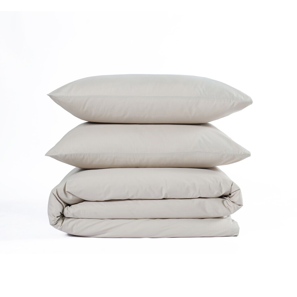 image 1 of Everyday Luxury Cotton Duvet Cover Set - Warm Pebble | Grey | Warm Pebble | Double