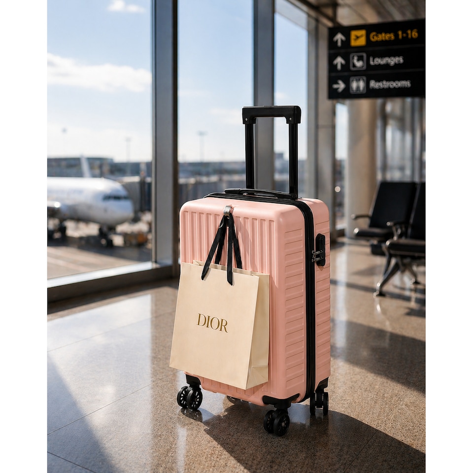 image 1 of Ezy Flo 20 Inch Cabin Hard Shell Suitcase Carry On Spinner Travel Luggage with Hook