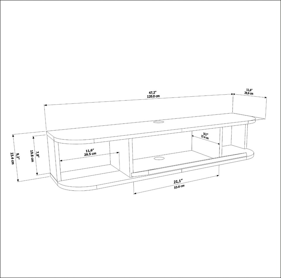 image 1 of Decorotika Ibarra Floating  TV Unit for TV's up to 55 inches Dropdown Cabinet and Open Shelves