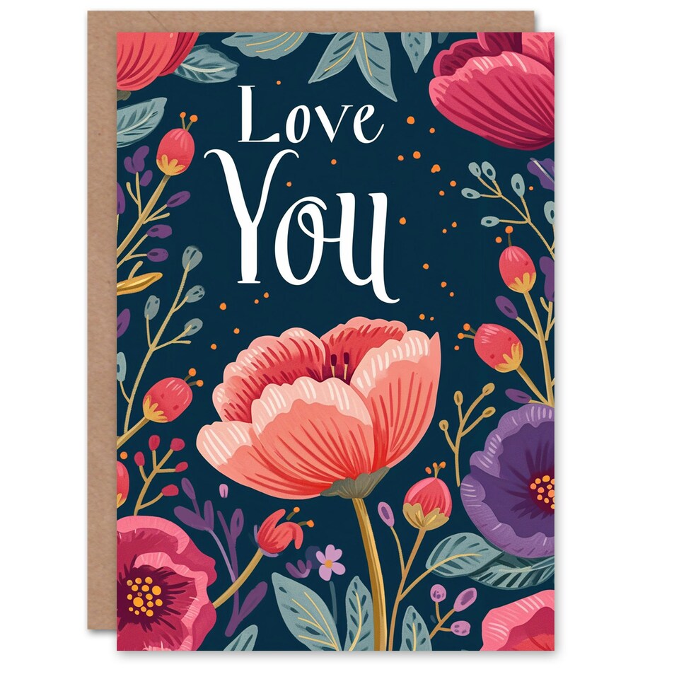 image 1 of Love You Floral Pattern Anniversary Valentines Her Wife Card
