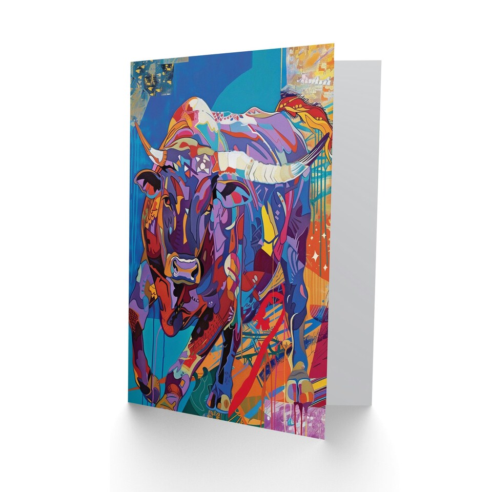 image 1 of Charging Bull Colourful Bright Animal