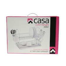 DDCAT202PPCWH-Casa - Catania 202 Chrome Plated Dish Drainer 2 Tier Silver