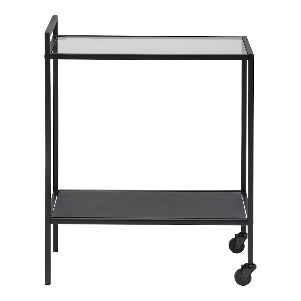 image 1 of Seaford Black Metal Serving Trolley with Glass Top