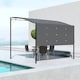 image 2 of Outsunny 3 x 2.5m Patio Metal Gazebo Door Window Awning Wall Mount Canopy Outdoor Sunshade with Extended Shelter Charcoal Grey