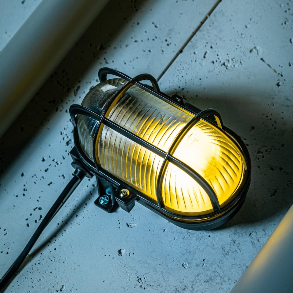 image 1 of CGC Lighting Gina Black Outdoor Cage Bulkhead Wall or Ceiling Light E27 IP44 | Black | Black | Height: 17.5 cm, Width: 12.4 cm, Depth: 10.6 cm