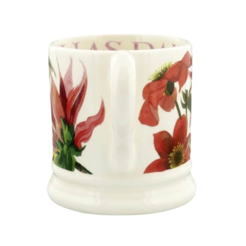 image 1 of Mug: 1 x 300ml Emma Bridgewater Red and Pink Dahlia Half Pint Mug, Ceramic White