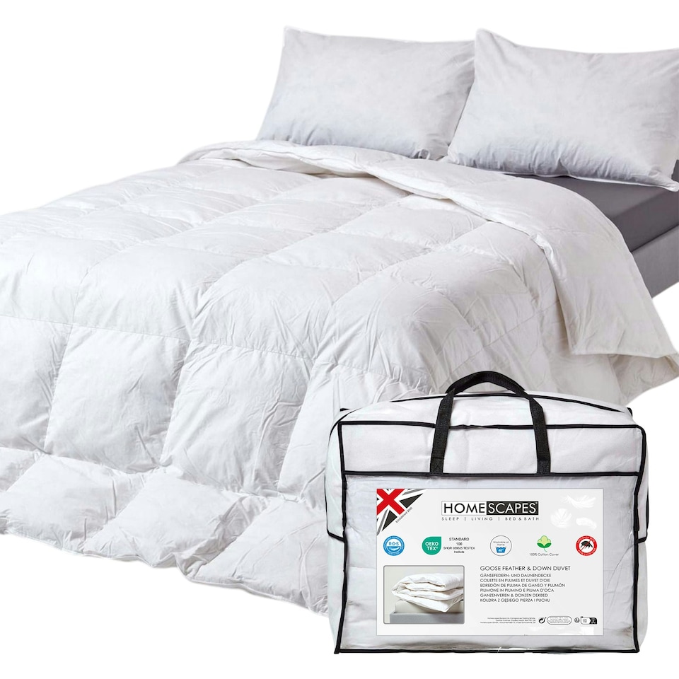 image 1 of Homescapes Goose Feather and Down 10.5 Tog Duvet, King