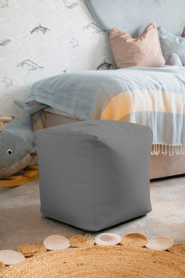 image 1 of Waterproof Cube Indoor Outdoor Bean Bag Foot Stool Pouffe | Gold | Mink