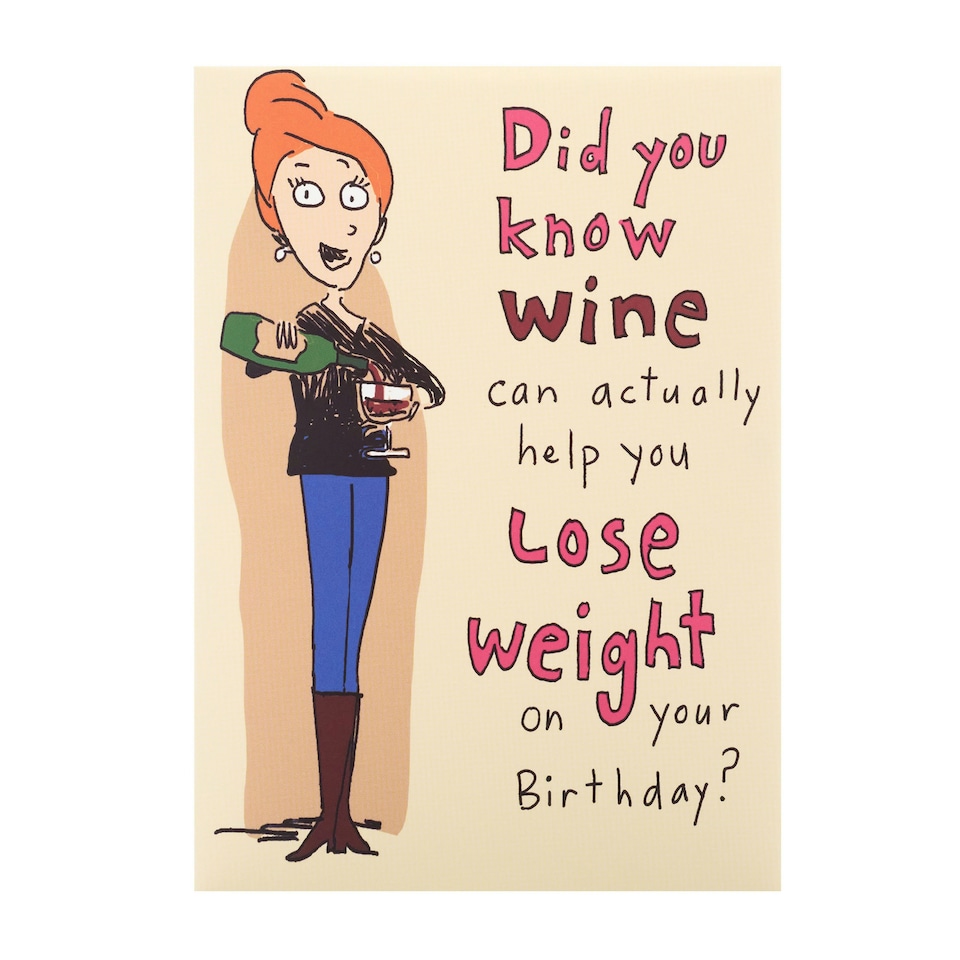 image 1 of Humour Birthday Card - Woman With A Bottle Of Wine